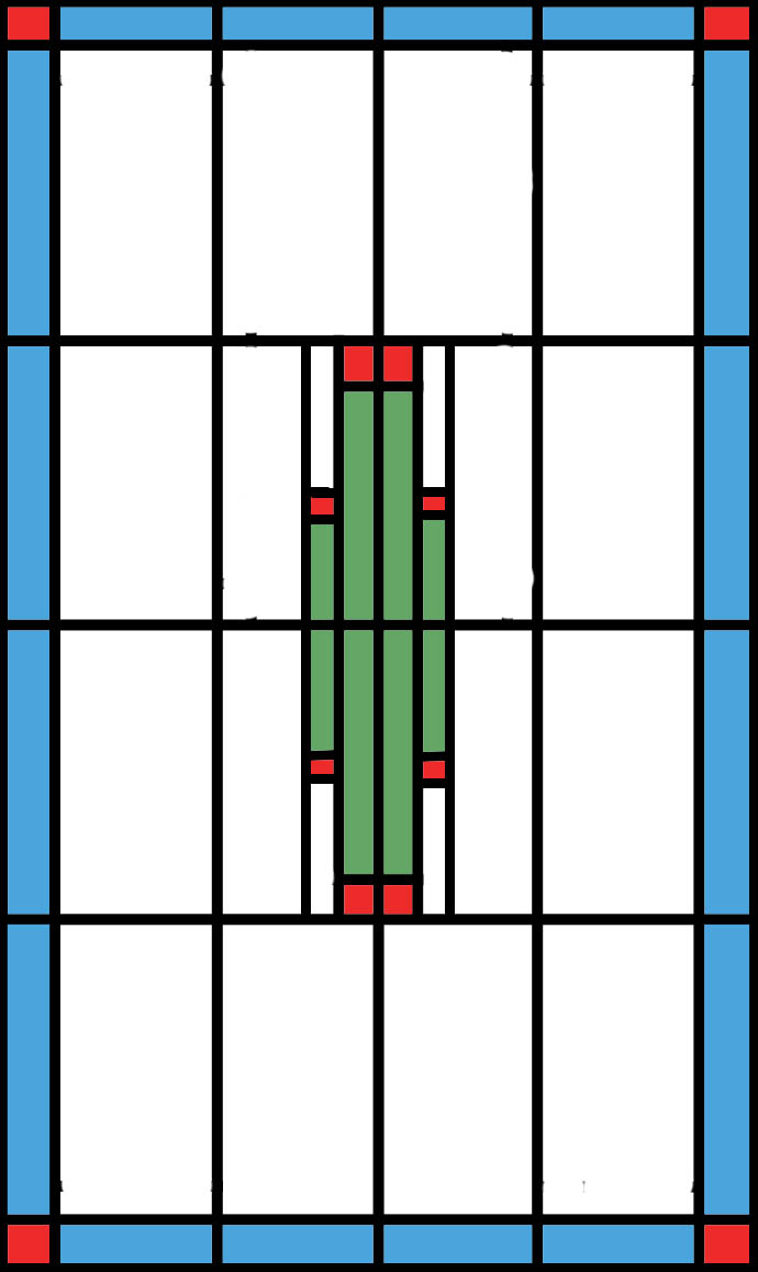 tussen deur voorzien van glas in lood